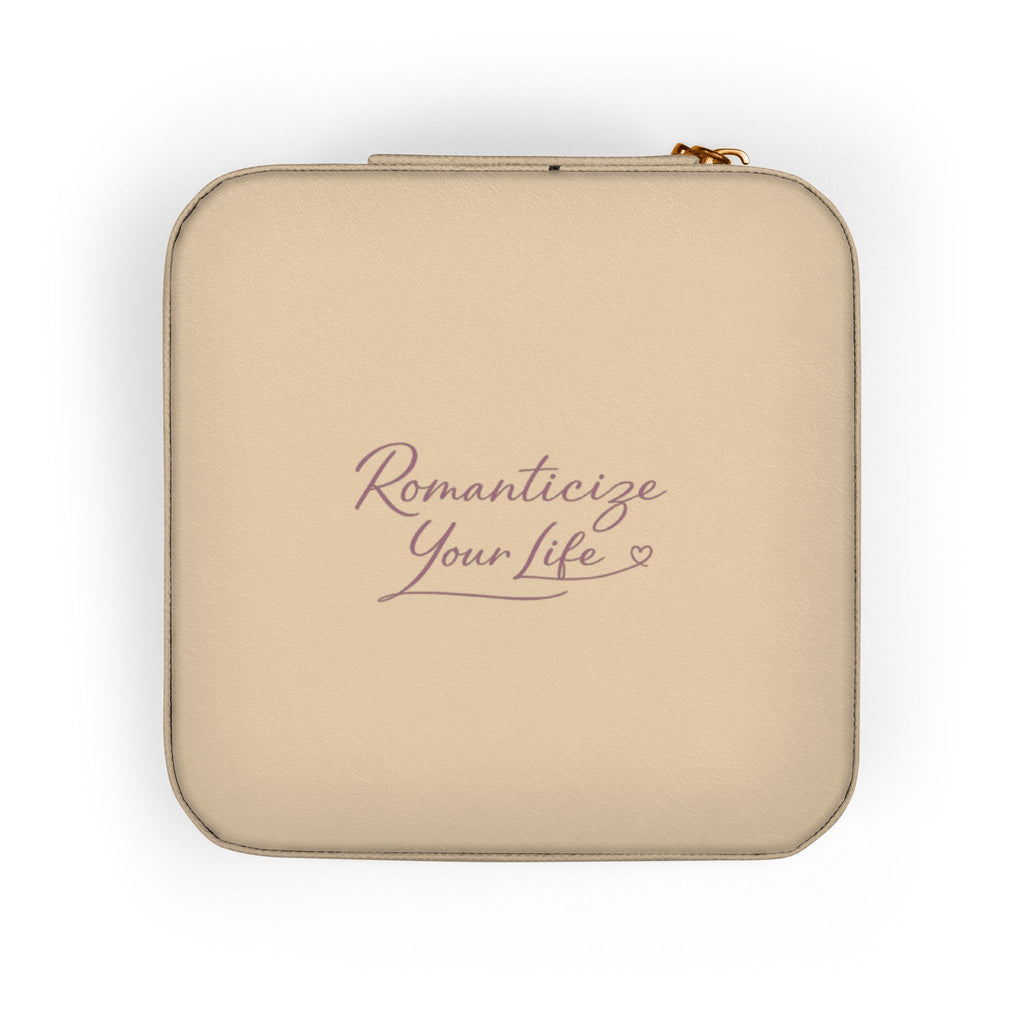 Travel Jewelry Case — Compact Rose Gold Jewelry Organizer with Ring Slots & Compartments