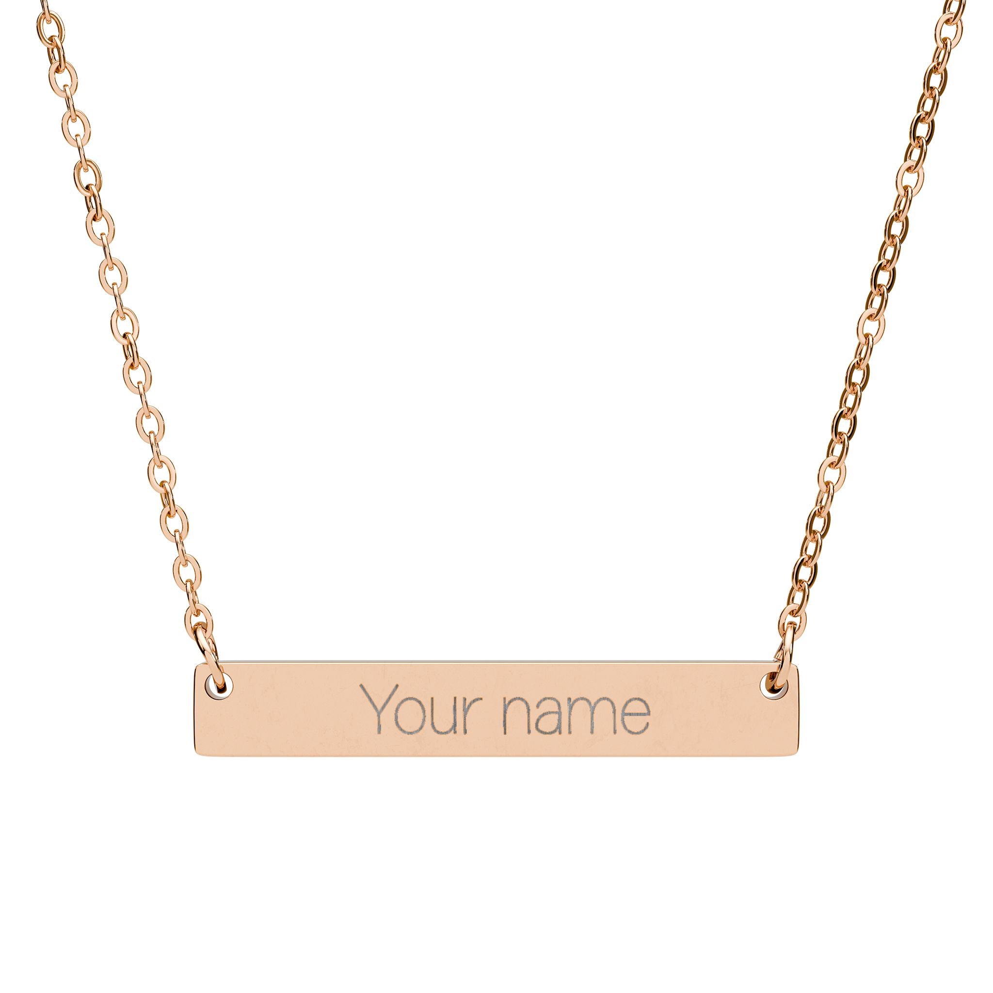 Engraved Horizontal Bar Necklace – Personalized "I am worth it" Pendant (Silver or Rose Gold)