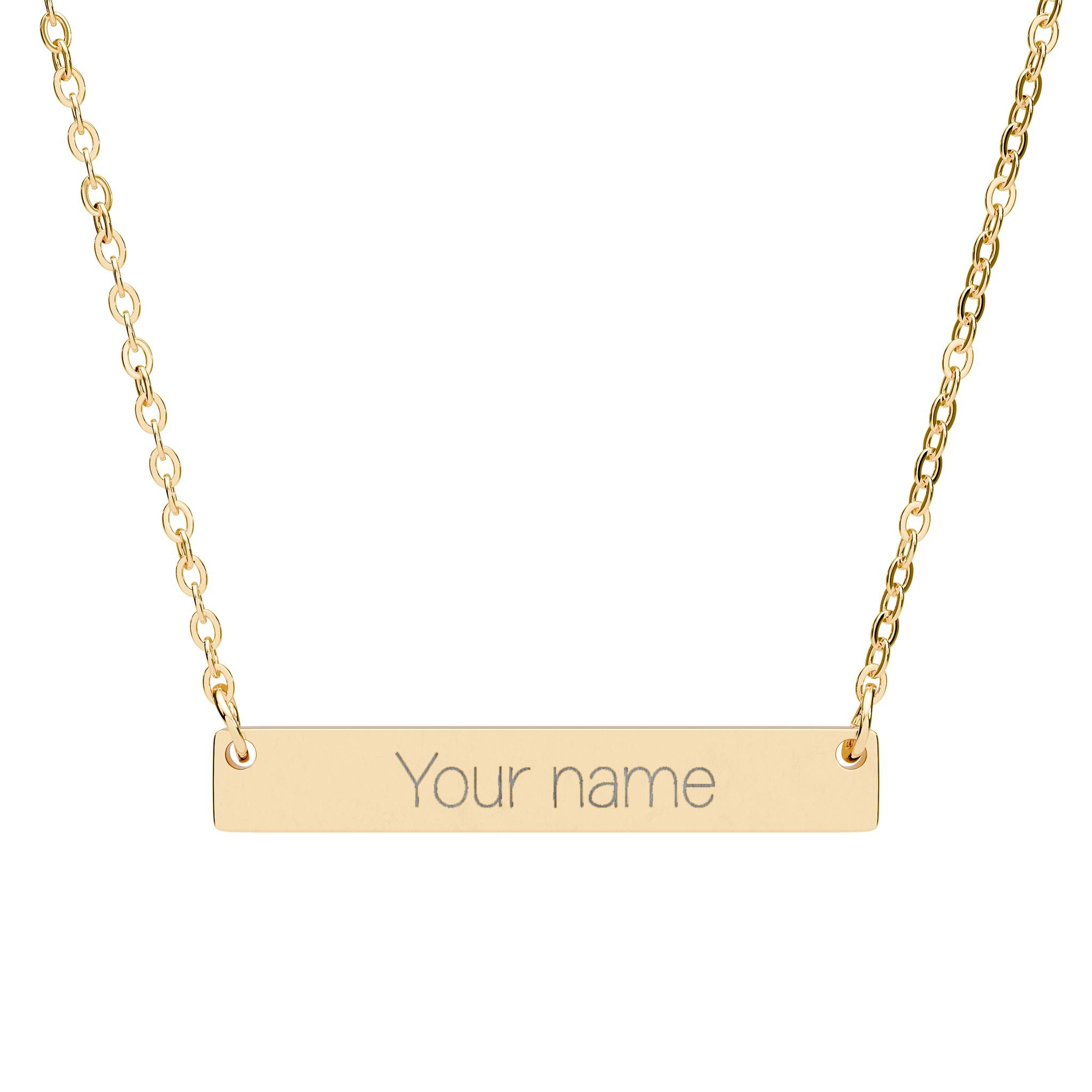 Engraved Horizontal Bar Necklace – Personalized "I am worth it" Pendant (Silver or Rose Gold)