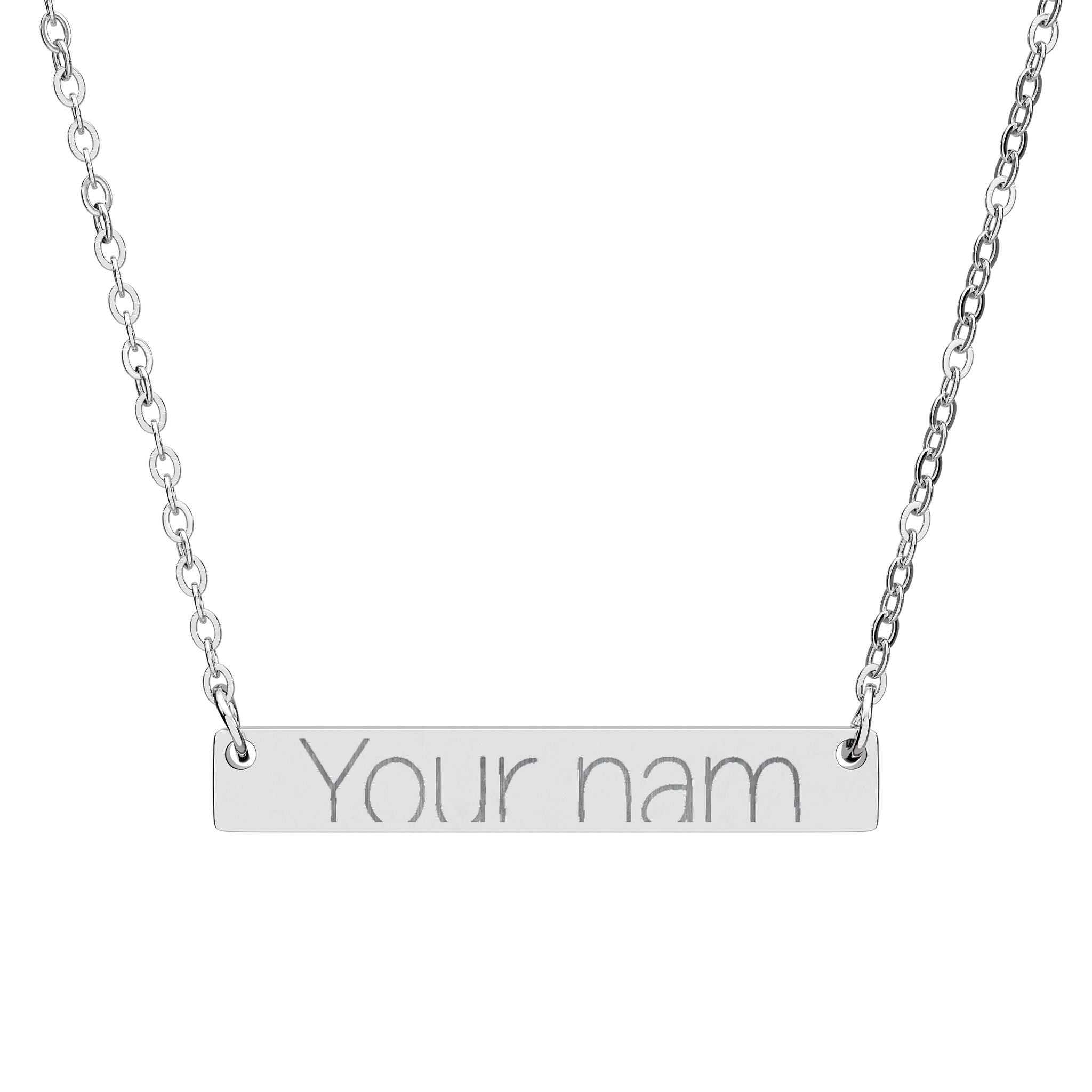 Engraved Horizontal Bar Necklace – Personalized "I am worth it" Pendant (Silver or Rose Gold)