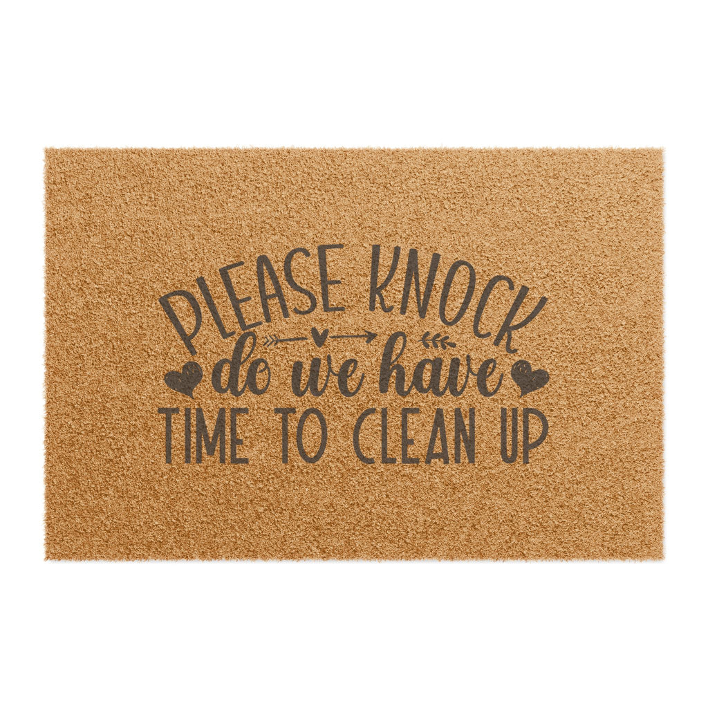 Doormat – "Please Knock, Do We Have Time to Clean Up" Funny Welcome Mat for Homes