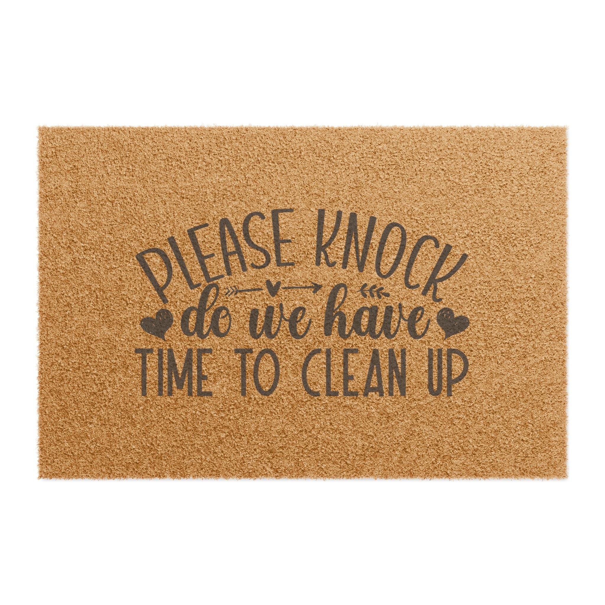 Doormat – "Please Knock, Do We Have Time to Clean Up" Funny Welcome Mat for Homes
