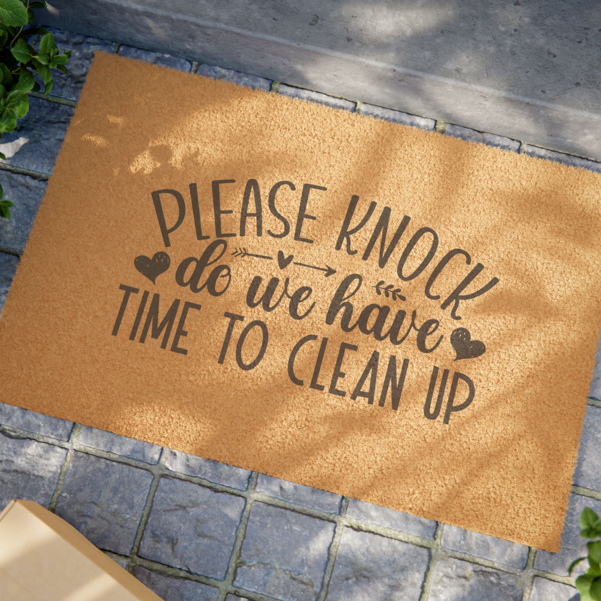 Doormat – "Please Knock, Do We Have Time to Clean Up" Funny Welcome Mat for Homes