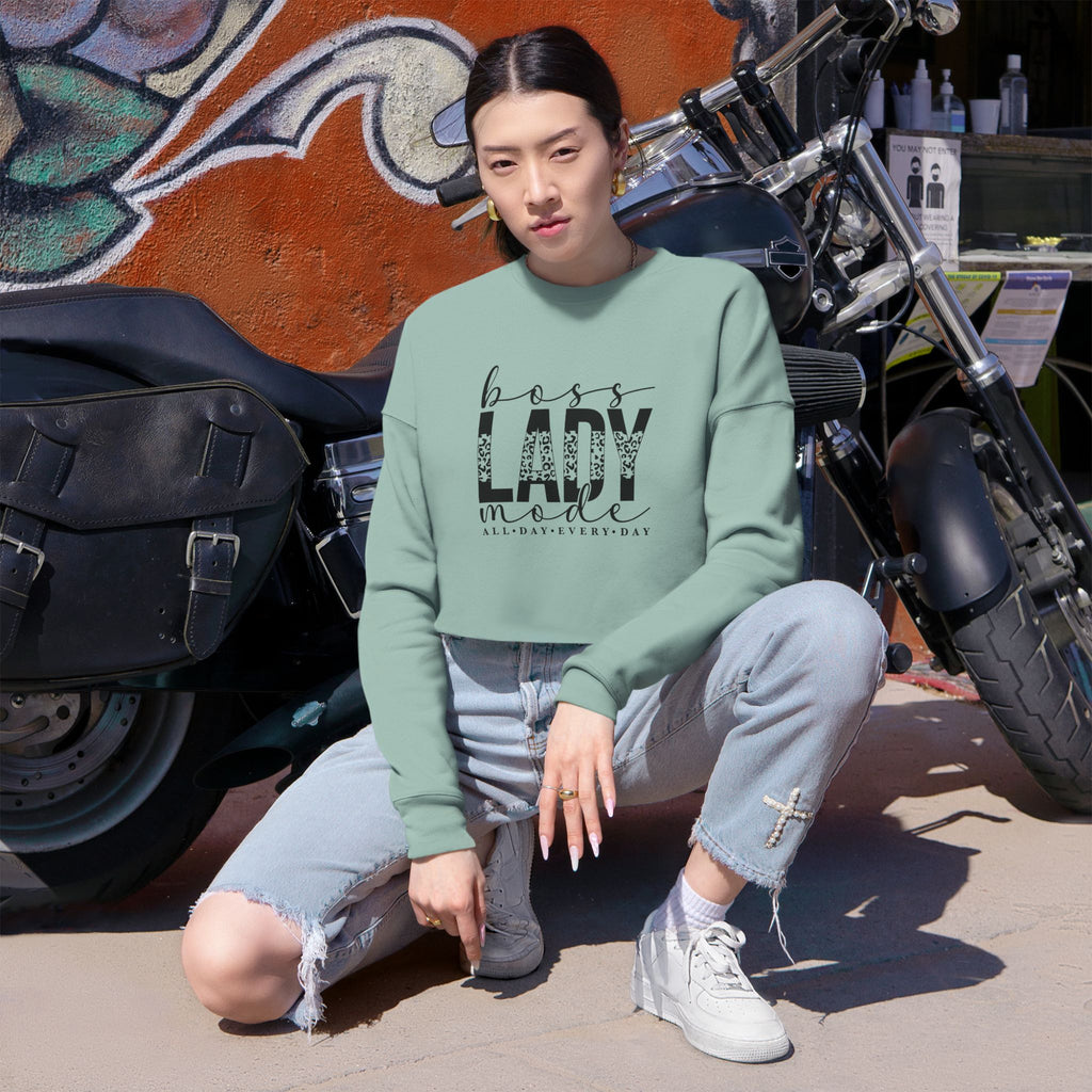 Cropped Sweatshirt — Badass Lady Graphic